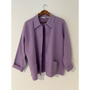 Madison Studio VTG L 100% Merino Wool Button Up Collared Jacket Sweater Spring